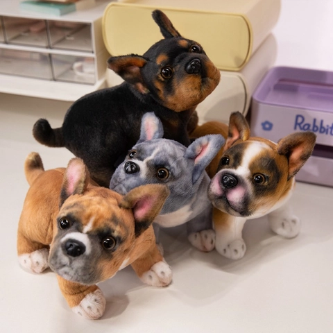 Cane Di Peluche Realistico Simulazione Carlino Bulldog Francese Morbido Peluche Corto Cotone PP Ornamento Scrivania Regalo Bambini