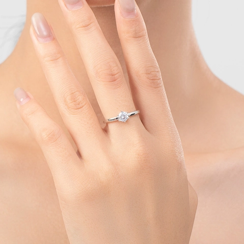 925 Sterling Silver Crown Six-Prong Zirconia Ring Elegant Fashion Solitaire Wedding Proposal Ring For Women Jewelry