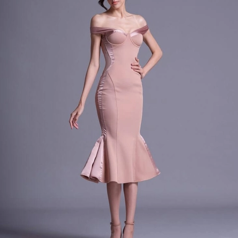 Off Shoulder Meerjungfrau Maxi Kleid Samt Satin Spleißen Bodycon Elegant Party Abendkleid Für Damen