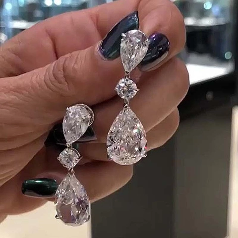 Elegante Zirkonia Tropfenohrringe Für Damen Silberfarben Wassertropfen Edelstein Lange Ohrringe Hochzeit Party Schmuck