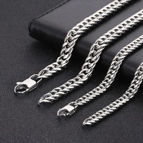 Stainless Steel Curb Chain Necklace Miami Cuban Link Polished Silver Color Fashion Jewelry For Men Women Trendy