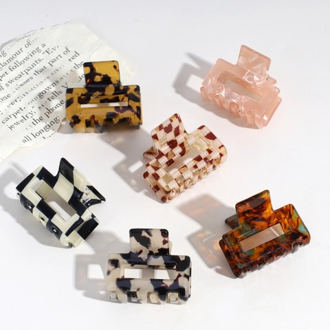 Geometric Acetate Hair Claw Clip Leopard Print Tortoise Shell Retro Hair Accessories For Women