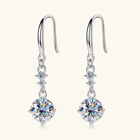 Luxury S925 Sterling Silver Moissanite Drop Earrings For Women D Color VVS1 Geometric Long Tassel Zirconia Jewelry Gift