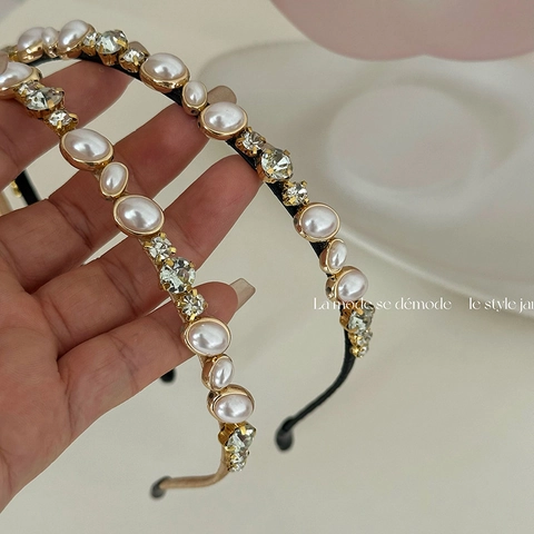 Cerchietto Elegante Con Künstliche Perle E Strass Fascia In Lega Per Donne Ragazze Accessorio Per Capelli Stile Coreano