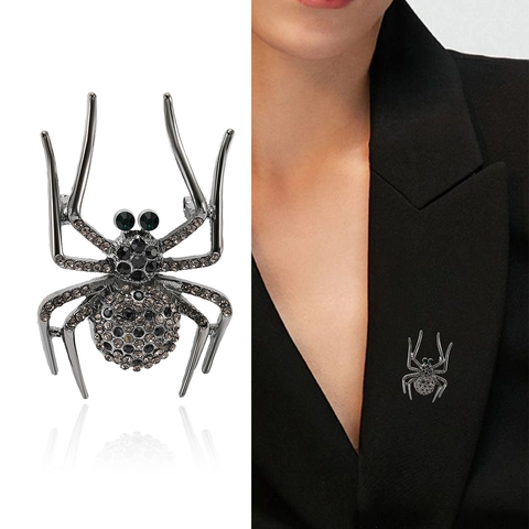 Spilla A Forma Di Ragno Retro Lega Rhinestone Gotico Design Insetto Accessori Per Revers Per Uomini Donne