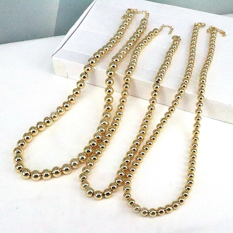 Westliche Mode Übertriebene Geometrische Vergoldete Kupfer Perlenkette Personalisierte Hip Hop Choker Schmuck Für Damen Herren