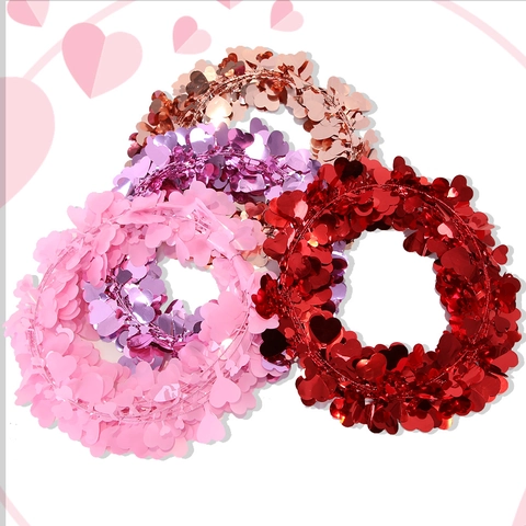 Valentinstag Herzform Lametta Girlande PET Eisendraht Herz Girlande Für Hochzeit Party Jahrestag Haus Dekoration