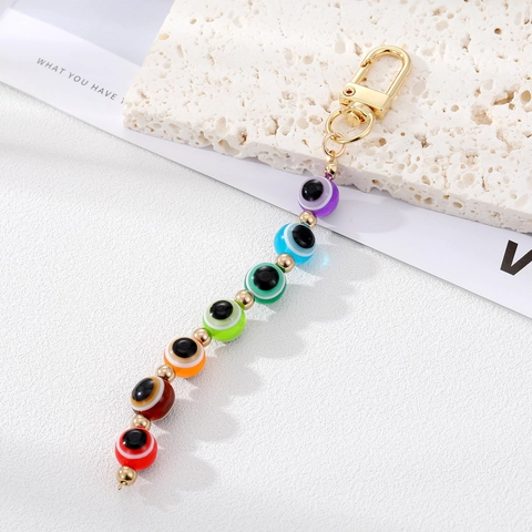 Evil Eye Perlen Schlüsselanhänger Harz Türkische Augen Perlen Tasche Anhänger Bunter Ethno Stil Accessoire Für Damen