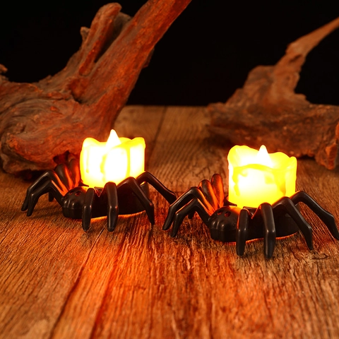 Halloween LED Spinne Kerze Licht Kunststoff Flammenlose Elektronische Teelicht Gruselige Atmosphäre Dekoration Requisite Desktop