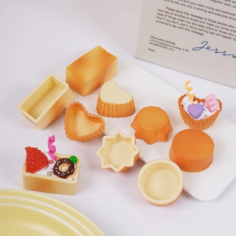Simulation Cake Tart Shells DIY Food Play Models PVC Decorative Dessert Containers Pretend Play Kitchen Toys Handmade