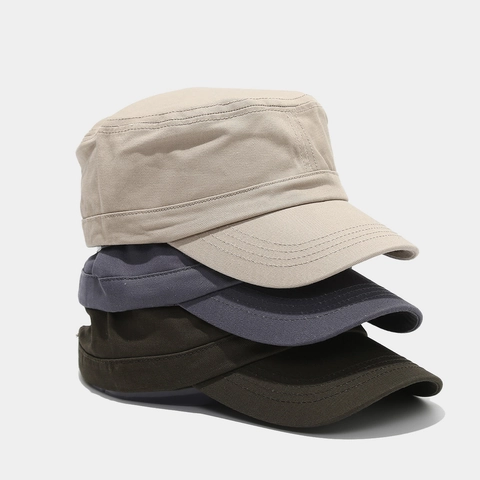 Cotton Cadet Cap Breathable Sun Protection Adjustable Vintage Military Hat For Men Women Outdoor Daily