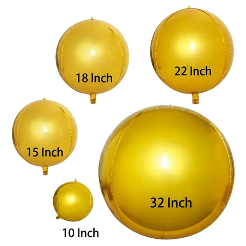 Round 4D Aluminum Foil Balloon Metallic Mirror Pearlescent Sphere For Birthday Wedding Festival Party Decor Celebration