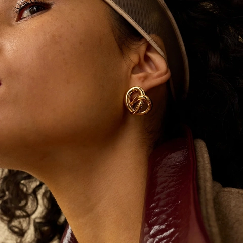 Pendientes De Botón Con Nudo De Corazón Acero Inoxidable Impermeable Hipoalergénico Geométrico Color Mixto Joyería Para Mujer