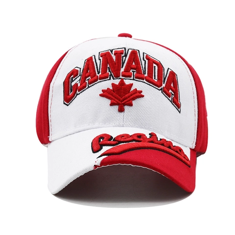 Gorra De Béisbol Bordado Hoja De Arce Canadá Acrílico Rojo Blanco Bloque Exterior Protección Solar Ajustable Hombres Mujeres