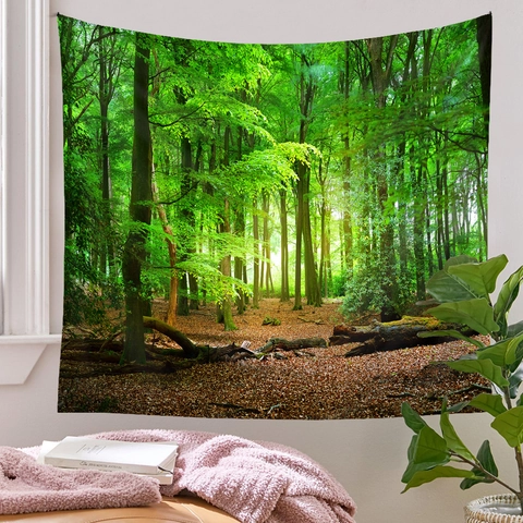 Tapiz Paisaje Forestal Colgante De Pared Tela Poliéster Escena Naturaleza Fondo Decoración Dormitorio Sala Realista