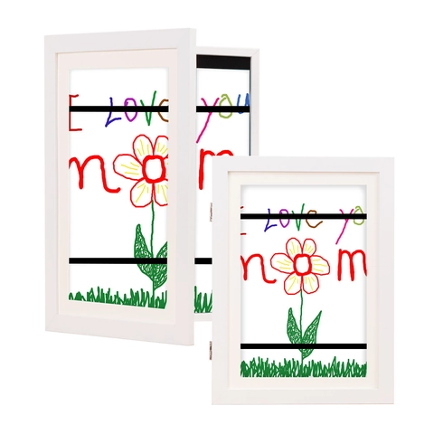 Marco De Arte Para Niños Madera Apertura Frontal Magnético Intercambiable Para Proyectos De Arte Almacenamiento Decoración Hogar
