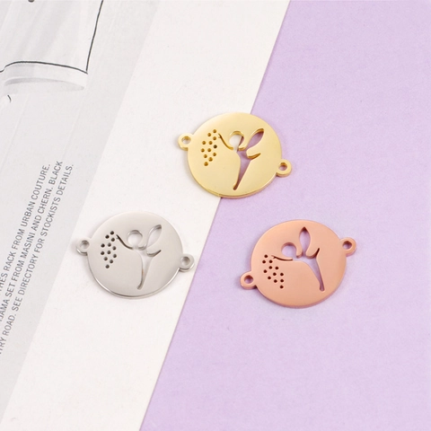 Hollow Out Fairy Angel Pendant Connectors Stainless Steel For DIY Jewelry Making Necklaces Bracelets Accessories Charm