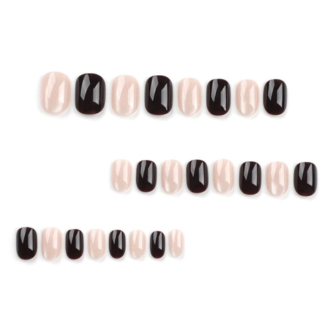 Kunstnagels Kattenoog Effect Kort Rond Kunstmatige Nagels Minimalistisch Elegant DIY Manicure Voor Vrouwen
