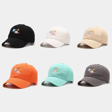 Casquette De Baseball En Coton À Broderie Planète Chapeau De Soleil Décontracté Réglable Thème Spatial