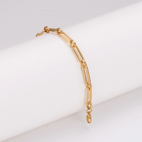 Minimalist Paperclip Link Bracelet 18K Gold Plated 304 Stainless Steel Handmade Chain Jewelry For Women Men Adjustable