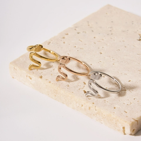Vintage Edelstahl Schlangen Ring Für Damen Persönlichkeit Gold Roségold Silber Plattiert Poliert Minimalistischer Tier Fingerring Schmuck