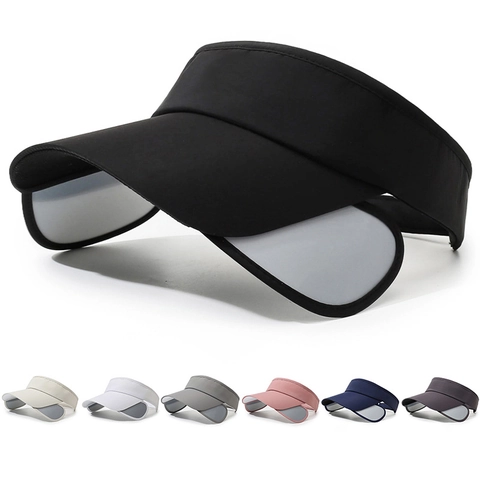 Outdoor Sun Visor Hat Polyester Quick Dry Breathable Retractable Brim Adjustable UV Protection Sporty Casual Sunshade Cap