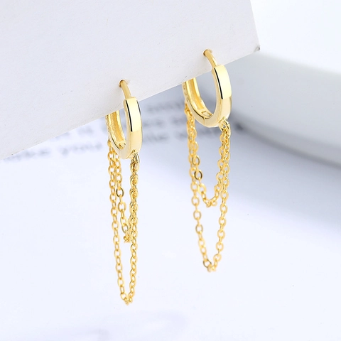 925 Sterlingsilber Quastenkette Creolen Für Damen Lange Drop Dangle Minimalistisch Gold Silber Galvanisiert Modeschmuck