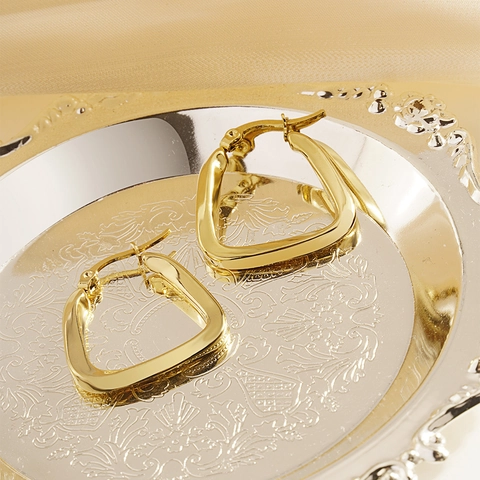 Retro Stainless Steel Twisted U-Shaped Hoop Earrings Geometric Rectangular Gold Silver Plated Fashion Jewelry For Women