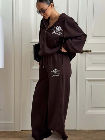 Tuta Da Ginnastica Donna Felpa Con Cappuccio E Pantaloni Sportivi Cotone Ricamato Casual Zip Maniche Lunghe Streetwear