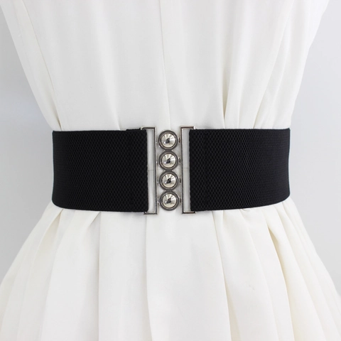 Cintura Alta Elastica Donna Larga Corsetto Stringivita Fibbia Lega Per Vestito Moda Versatile