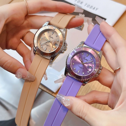 Reloj Cuarzo Mujer Caja Acero Inoxidable Correa Silicona O Acero Luminoso Fecha Impermeable Moda Informal
