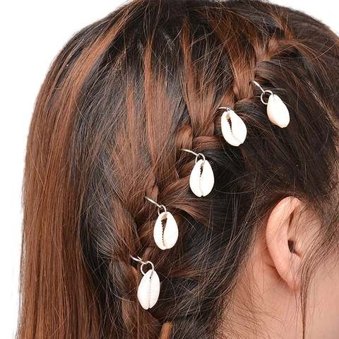 Alloy Metal Braid Hair Accessories Hollow Out Hair Rings With Shell Butterfly Charms For Dreadlocks Styling