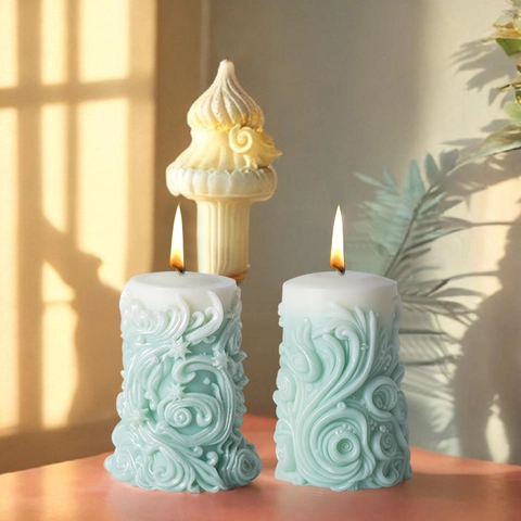 Cylindrical Silicone Candle Mold Carved Spiral Texture For DIY Scented Candle Plaster Diffuser Stone Soap Making Vintage