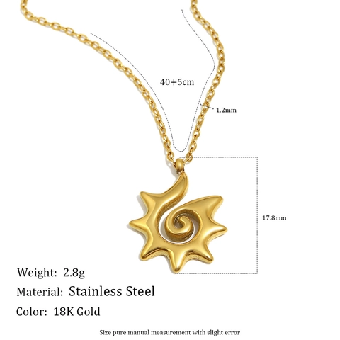 Collana Con Ciondolo Sole A Spirale Minimalista Acciaio Inossidabile Placcato Oro 18K Gioielli Geometrici Vortice Donna