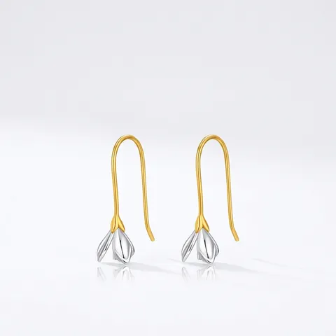 Orecchini A Gancio Fiore Mughetto Argento Sterling 925 Gioielli Pendenti Floreali Bicolore Per Donna Stile Dolce Fresco