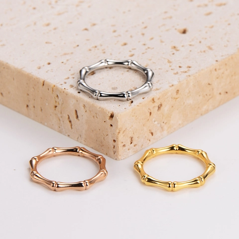 Bamboo Joint Ring 304 Stainless Steel Polished Minimalist Simple Band Jewelry For Women Fashion Commuter