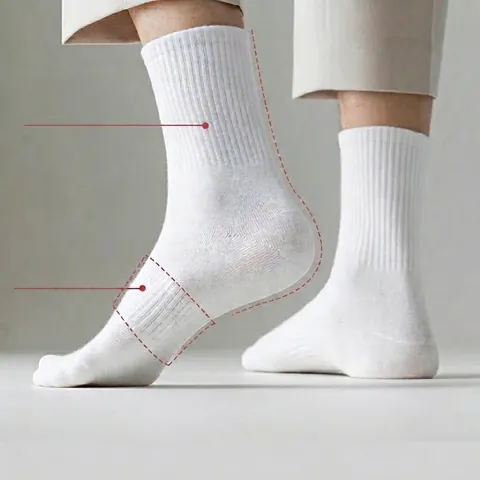 Men Cotton Blend Socks Antibacterial Deodorant Sweat Absorbent Ribbed Crew Ankle High Tube Daily Sports Breathable