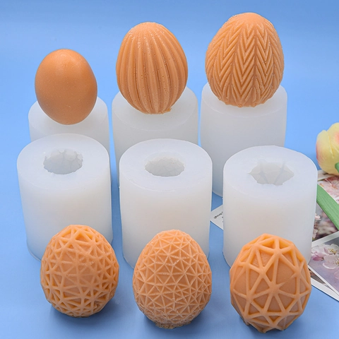 Easter Ei Silikonform Geometrische Textur Für DIY Handgemachte Kerze Aromatherapie Seife Machen 3D Gitter Design