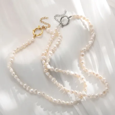 Collier De Perles D'eau Douce Baroque Avec Fermoir À Bascule En Acier Inoxydable Choker Perles Irrégulières Pour Femmes