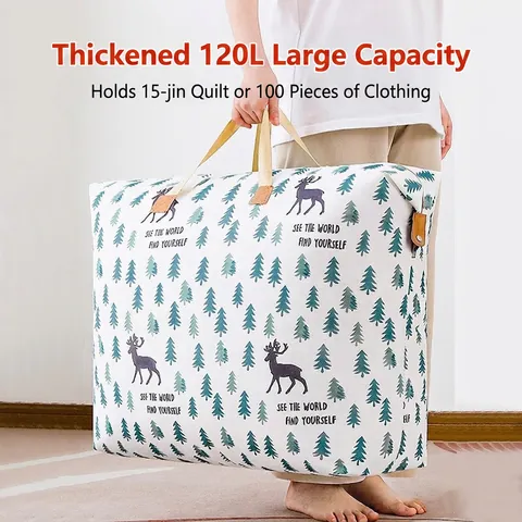 Grote Opbergtas Non-Woven Waterdicht Vochtbestendig Handgrepen Rits Kleding Deken Organizer Verhuizen