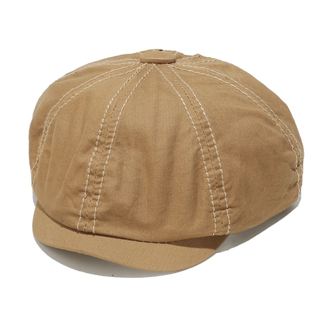 Vintage Newsboy Cap Cotton Octagonal Hat Short Brim Retro British Style For Men Women Solid Color Casual