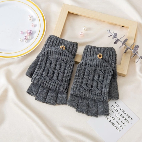 Heren Flip Top Handschoenen Gebreid Schaap Kasjmier Mix Warm Fleece Gevoerd Omkeerbare Wanten Winter Typen Schrijven