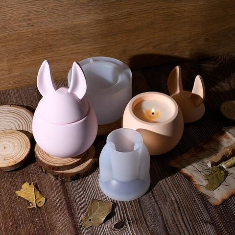 Lapin De Pâques Œuf Boîte De Rangement Moule En Silicone DIY Résine Époxy Pot Bougeoir Avec Couvercle Décoration