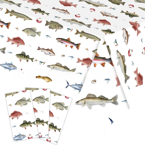 Vajilla Desechable Fiesta Tema Pesca Platos De Papel Vasos Servilletas Mantel Cubiertos Plástico Patrón Peces
