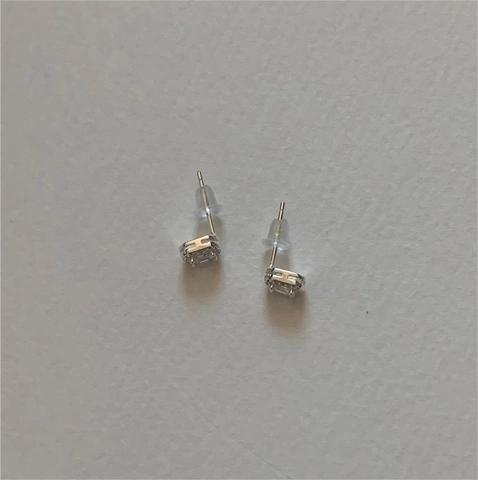 Orecchini A Lobo In Argento Sterling 925 Con Halo Di Zircone Rettangolare Stile INS Minimalista Elegante Per Donna