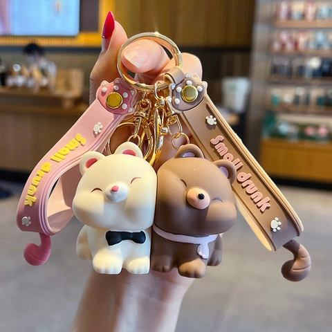 Süße Cartoon Shiba Inu Bär Ente Magnetische Passende Schlüsselanhänger PVC Silikon Tier Taschenanhänger Valentinstagsgeschenke