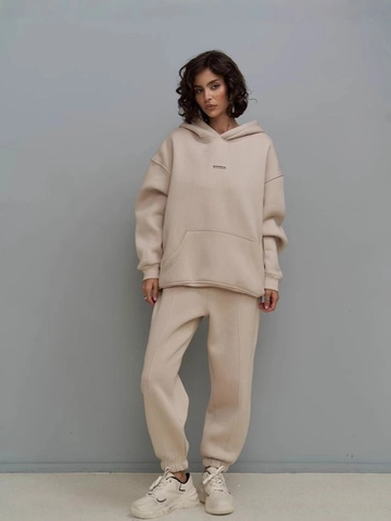 Damen Kapuzenpullover Und Jogginghose Polyester Strick Übergroß Hohe Taille Kordelzug Sportlich Lässige Streetwear Minimalistisch