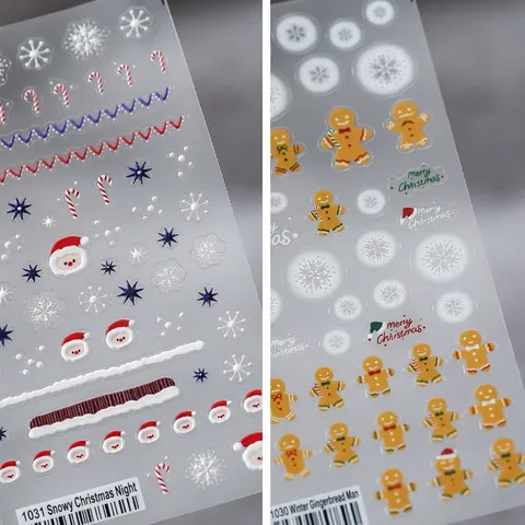 Adesivi Unghie Natale 5D Rilievo Autoadesivi Fiocchi Neve Babbo Natale Decorazione Unghie Inverno DIY