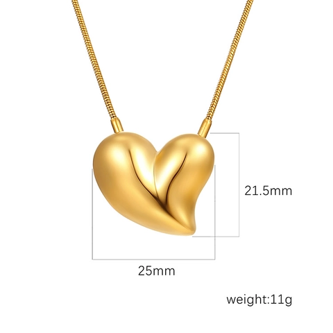 Collana Con Pendente A Cuore Acciaio Inossidabile Placcato Oro 18K Catena A Serpente Minimalista Gioielli Di Moda Per Donna