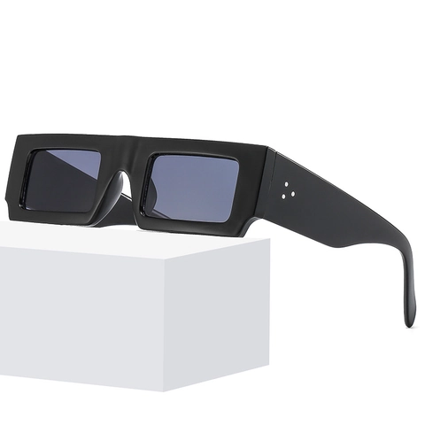 Gafas De Sol Cuadradas Montura PC Protección UV Rectangulares Moda Retro Color Caramelo Decoración De Remaches Para Mujeres Hombres